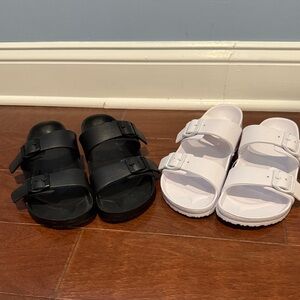 Women’s shade and shore size 9, Black and White Sandals two pairs of sandals